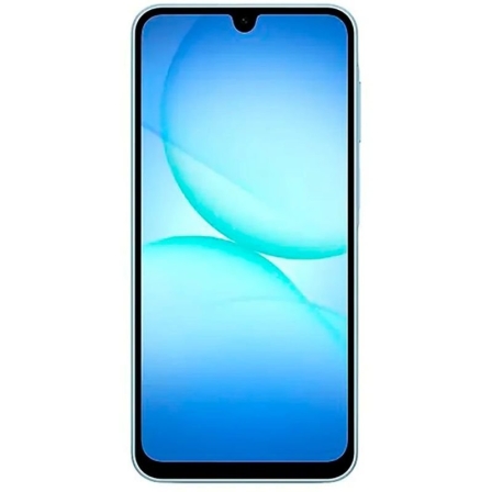Samsung Galaxy A17 azul visto por delante y por detrás
