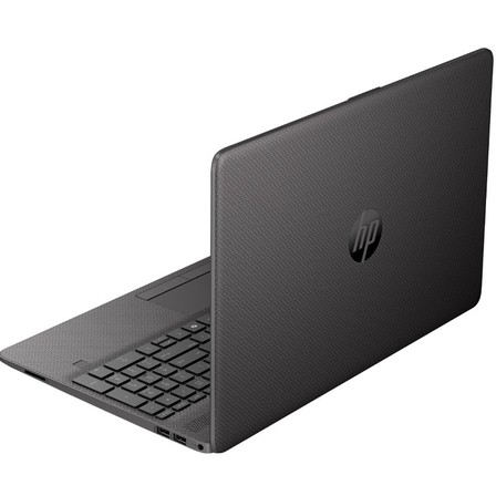 Tapa trasera del portátil HP 250R G9 en plata ceniza oscuro con el logotipo de HP